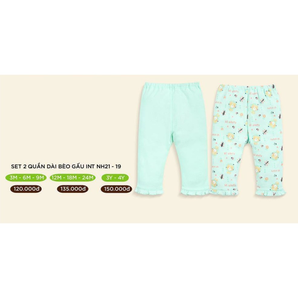 Set 2 áo/ 2 quần bèo gấu bé gái Lullaby - 2 màu xanh ngọc, hồng cam