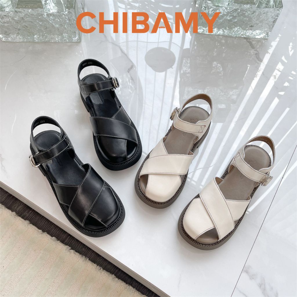 Giày sandal Rọ nữ 2 NAN chéo bản to da mềm đế bệt