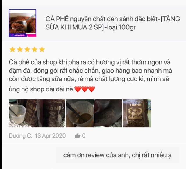 Cà phê nguyên chất đen sánh-[tặng sữa đặc cao cấp khi mua từ 2sp]-loại 100gr