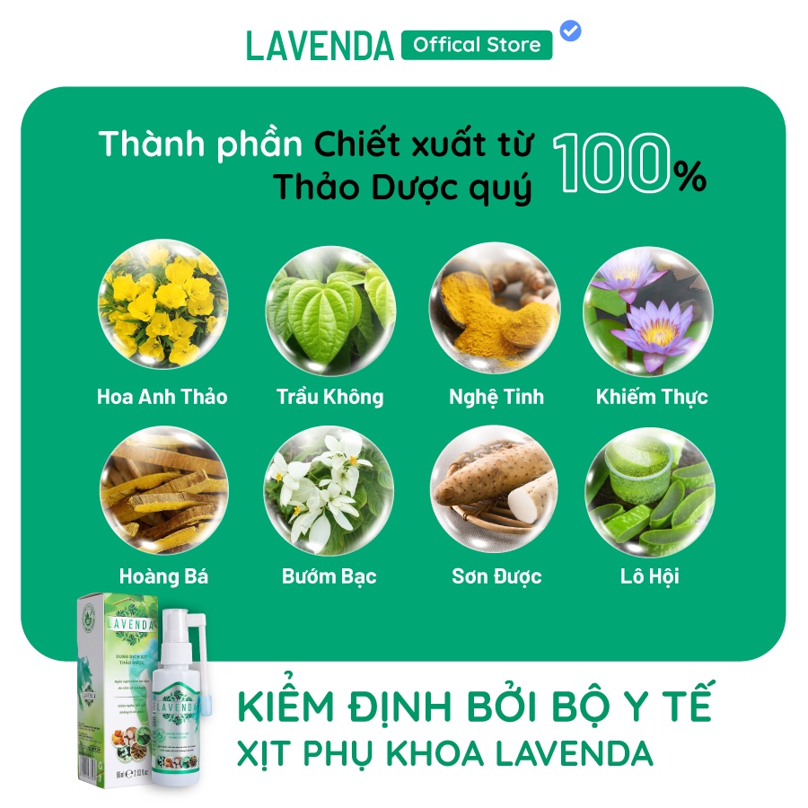 Dung dịch xịt thảo dược LAVENDA làm sạch vùng kín, xoá sổ khí hư huyết trắng nấm ngứa, khử mùi hôi 60ml