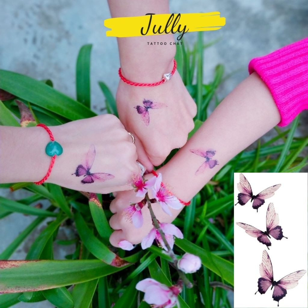 Hình xăm dán bướm mini cute JULLY Tattoo chất, xăm tạm thời 15 ngày chống nước an toàn bền đẹp cho nữ