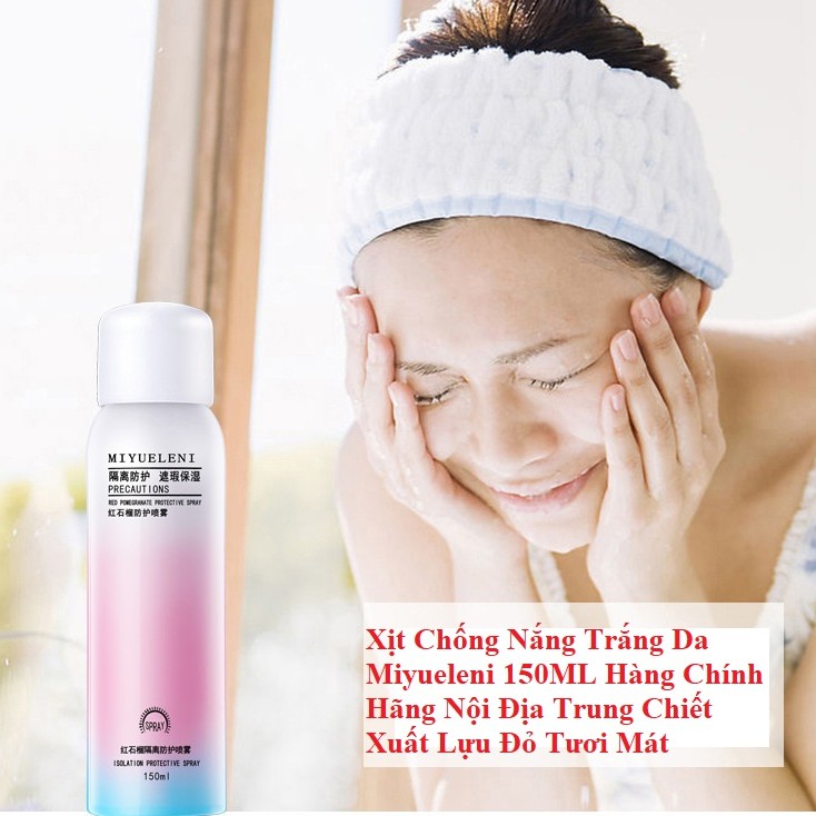 Xịt Chống Nắng Trắng Da Miyueleni 150ML Hàng Chính Hãng Nội Địa Trung Chiết Xuất Lựu Đỏ Tươi Mát NPP Jussy