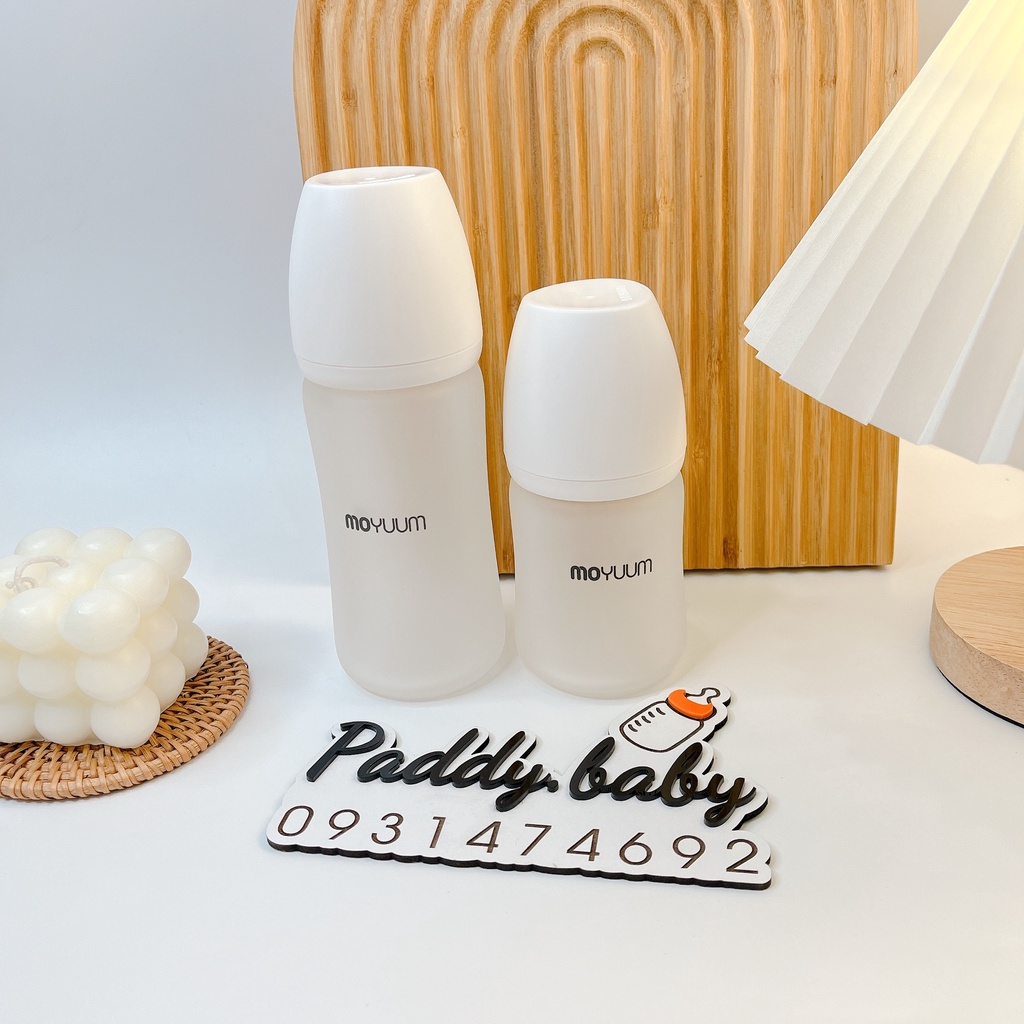 Bình sữa Moyuum thủy tinh trắng silicon Hàn Quốc 150ml - 240ml cho bé - Made in Korea