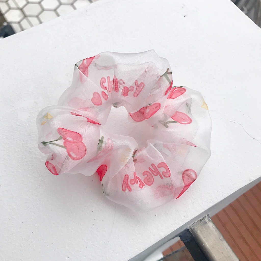 [ Ảnh Thật] Cột Tóc Vải Scrunchies Cherry