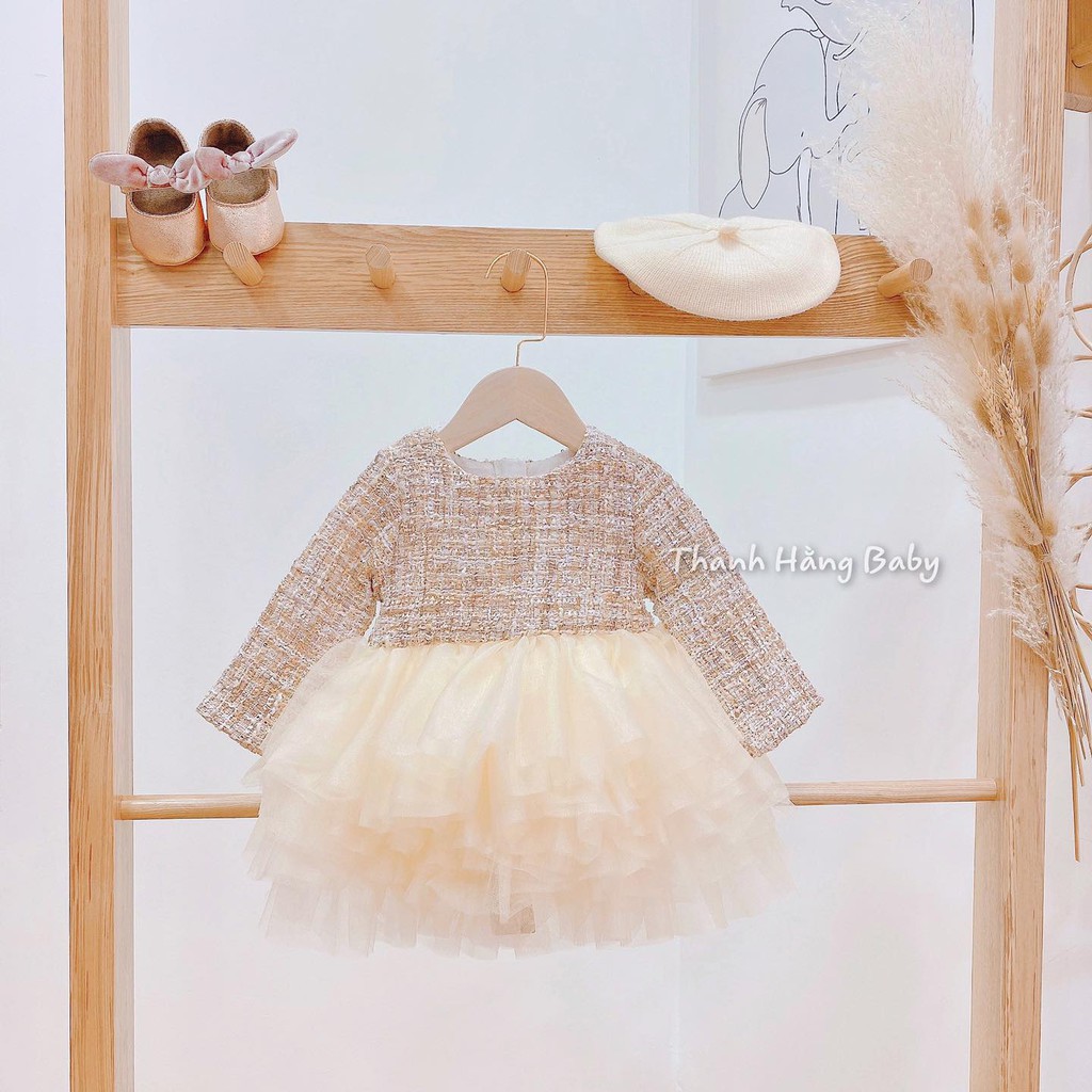 Váy Dạ Tweed Tiểu Thư Siêu Xinh Cho Bé Thanh Hằng Baby Từ 9 - 21 Kg
