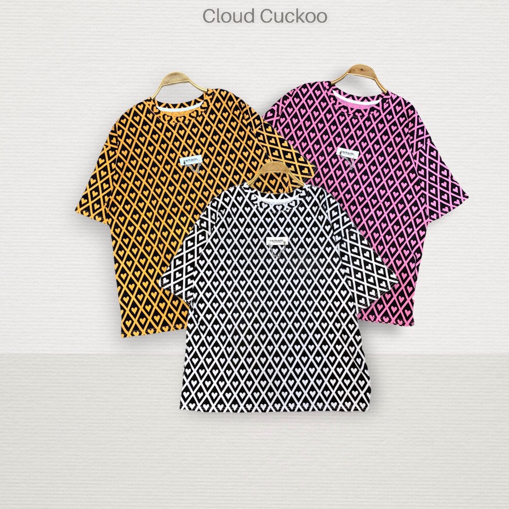 Áo Thun Họa Tiết Trái Tim Đính Tag Logo Cá Tính Chất Cotton Mềm Mát Mịn Phom Áo Dáng Oversize - Mã Số: YG53