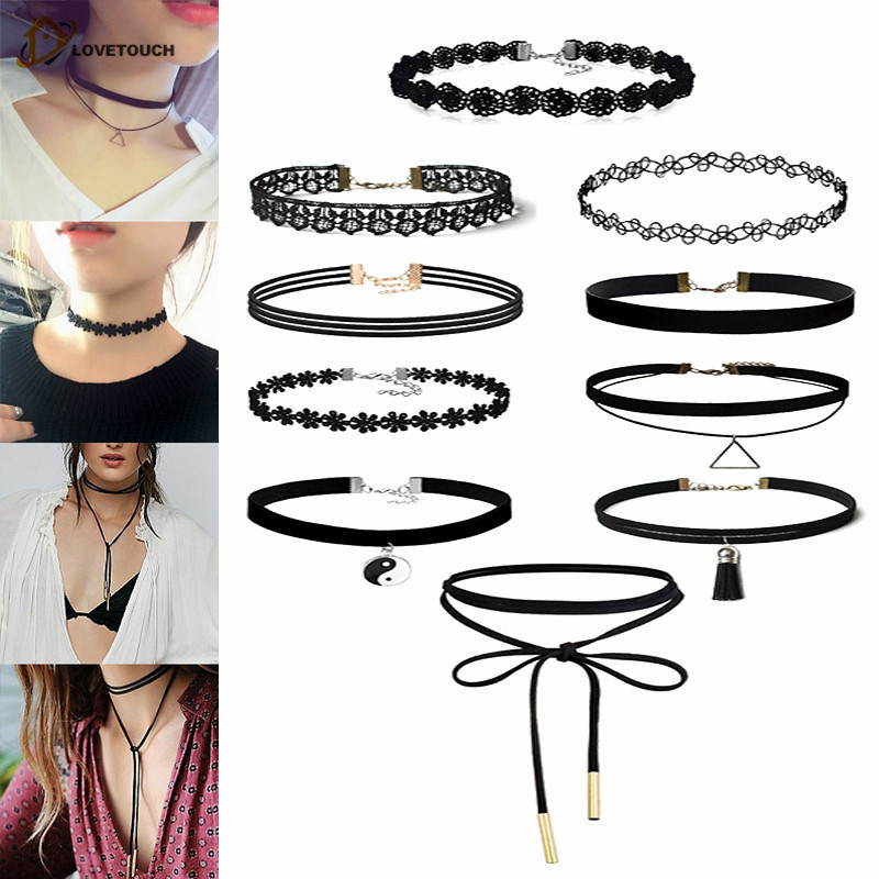 Set 10 Vòng Cổ Choker Bằng Vải Nhung Cá Tính Cho Nữ