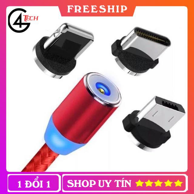 Cáp sạc nam châm 3 đầu 3in1 ✔️ Cáp sạc iphone, samsung, type-C