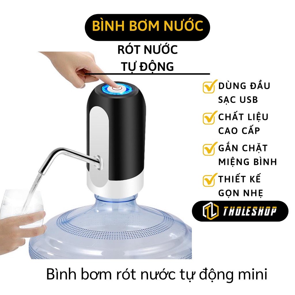 Bình Bơm Nước - Vòi Bơm Hút Nước Tự Động Mini Đầu Sạc USB, Chịu Nhiệt Tốt 6080