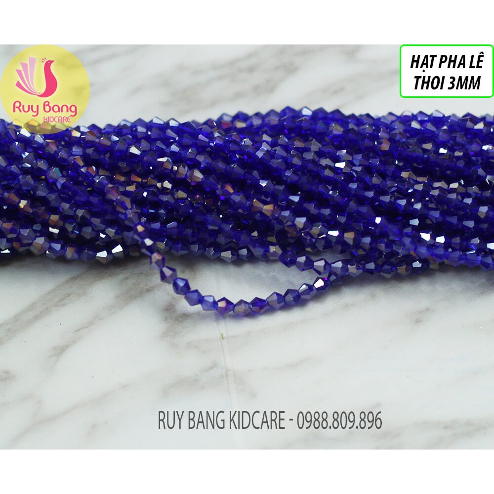 Hạt pha lê thoi 3mm tông xanh dương
