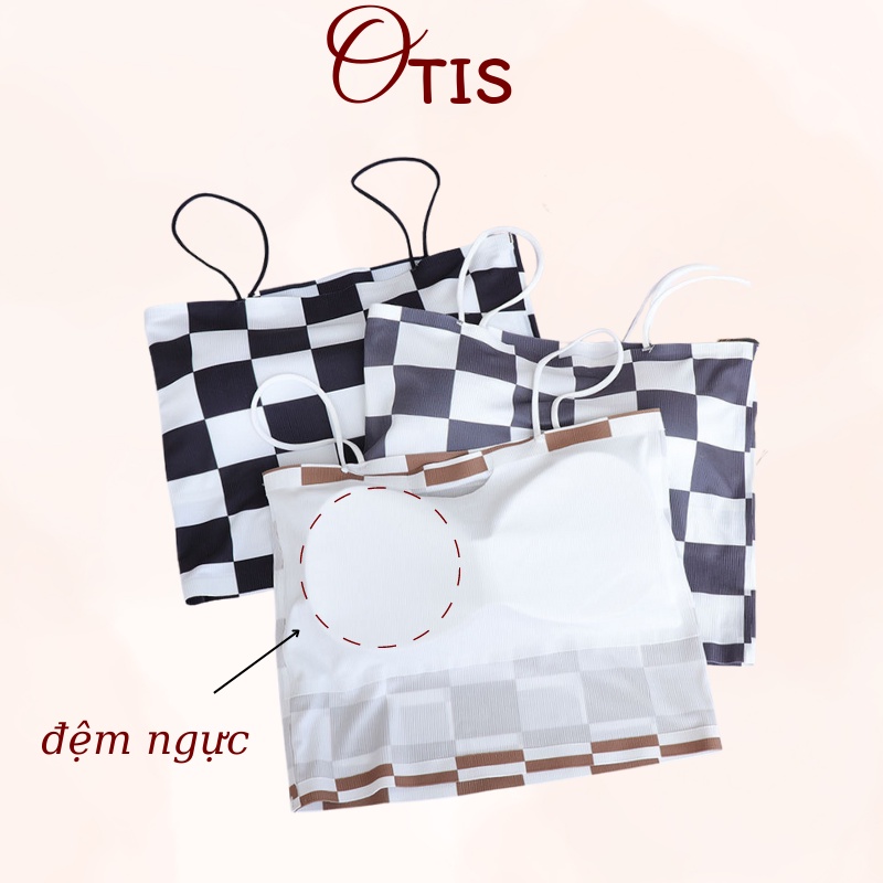 Áo Croptop Lụa Caro Có Đệm Mút Mỏng Cực Xinh Cá Tính Cho Nàng OTIS - 608