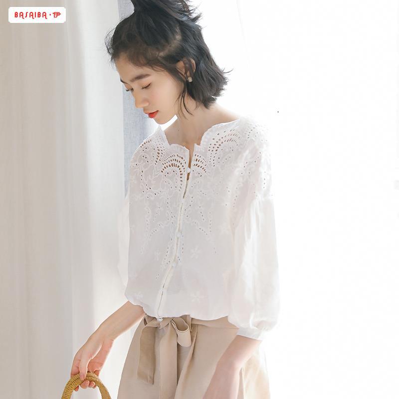 Áo Kiểu Tay Phồng Thiết Kế Hở Vai Màu Trắng Thời Trang Sang Trọng Cho Nữ
