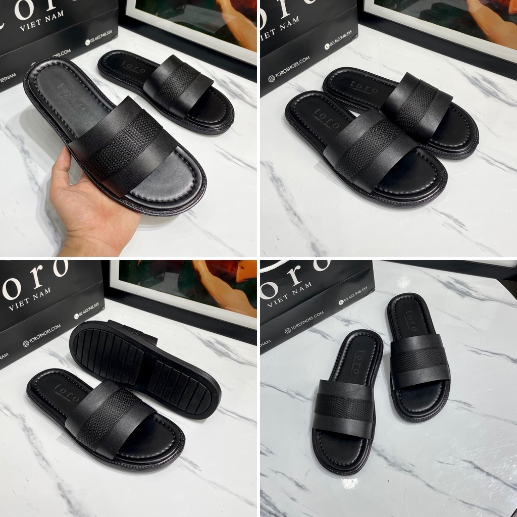 [CAO CẤP] DÉP DA NAM DA BÒ ĐẾ CAO SU SIÊU BỀN TOROSHOES