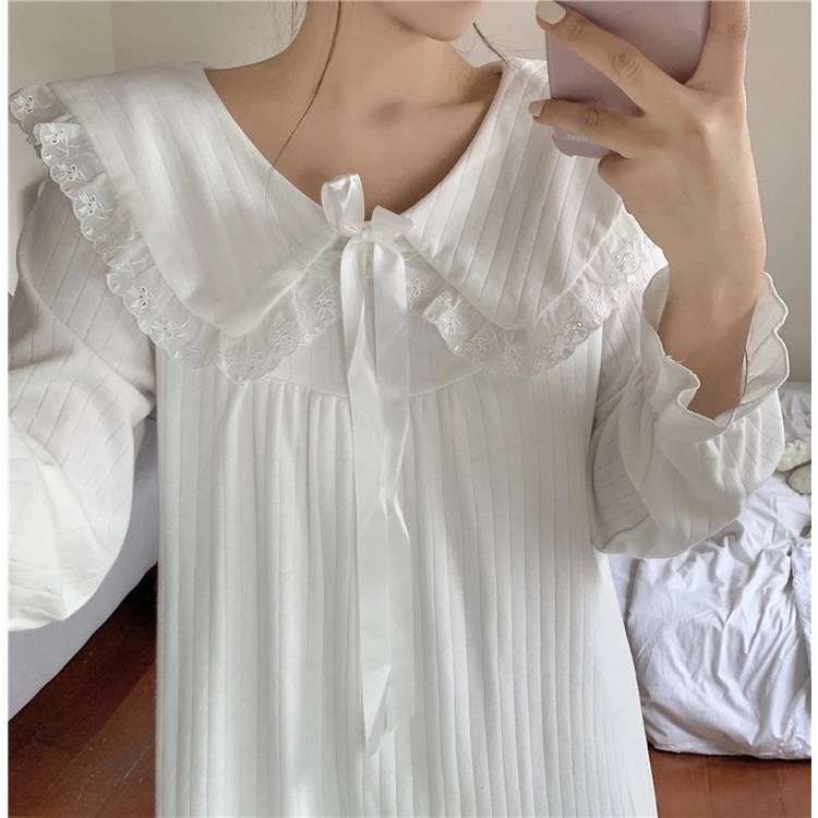 Váy ngủ Công chúa dễ thương mùa đông, đầm ngủ nữ dài tay mặc nhà , iBra's store A2