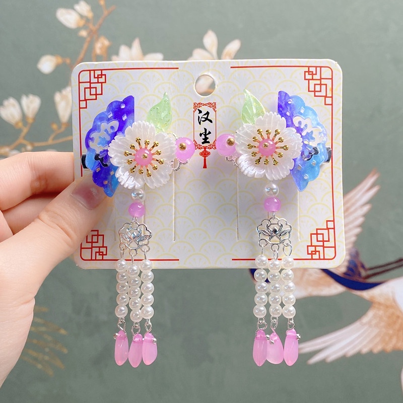 1 Cặp Kẹp Tóc Đính Hoa / Thỏ Trắng / Bướm Trang Trí Tóc Cho Bé Gái