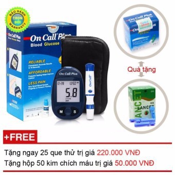 Máy đo đường huyết ON CALL-PLUS MỸ tặng 25 que thử 50 kim thử