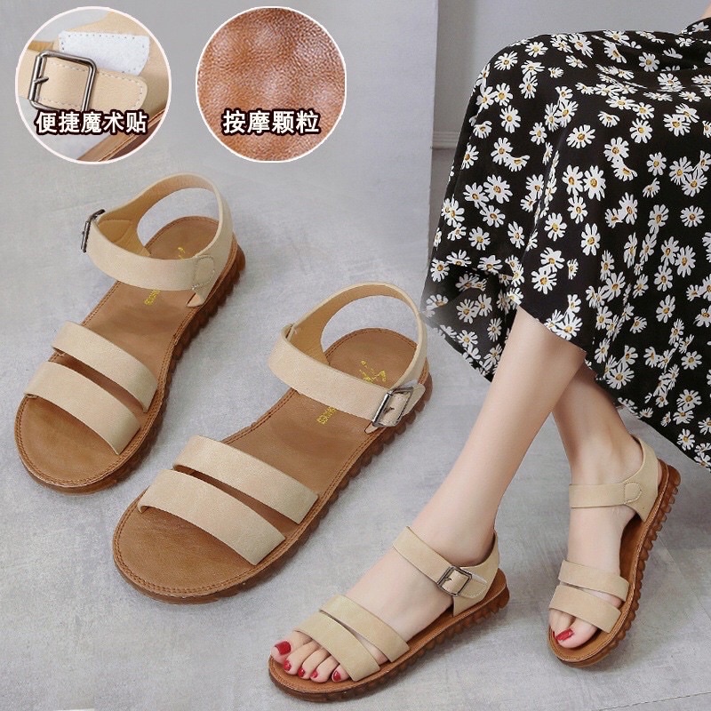 [100%HÀNG CHUẨN] Sandal nữ Quảng châu cao cấp đế bằng có gân mềm dẻo chắc chắn sang chảnh siêu đẹp chống trơn trượt