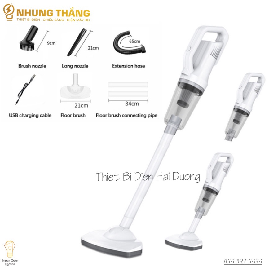 Máy Hút Bụi Cầm Tay Mini Không Dây Cao Cấp ST-61010eg , ST-6101 - Lực Hút Siêu Mạnh 12000PA-120W - Sạc Tích Điện