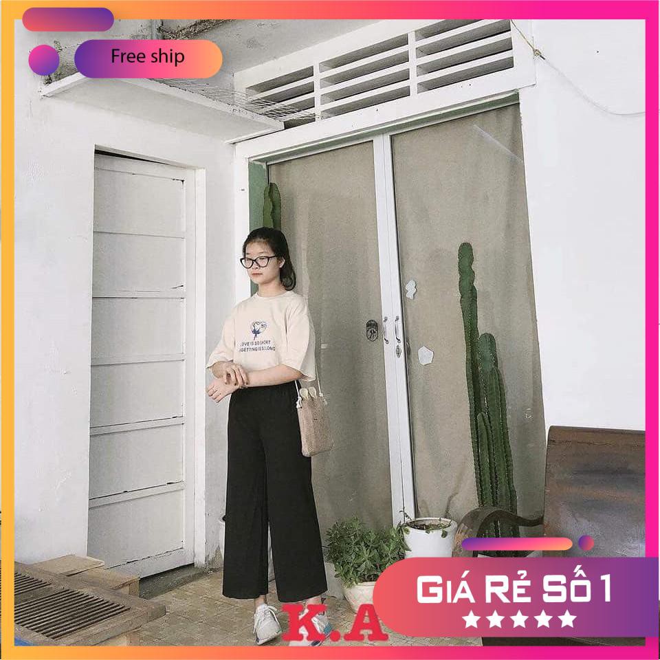 Quần dài nữ TUVYSHOP quần ống rộng culottes chất tuyết mua siêu mát bền màu đen 3 size S M L