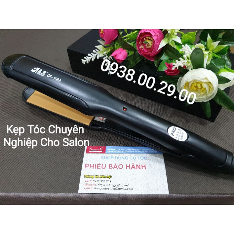 Máy Duỗi Tóc Bản Sứ Cao Cấp CF-199, Máy Kẹp Tóc Siêu Mượt Cho Salon.(Ảnh thật)