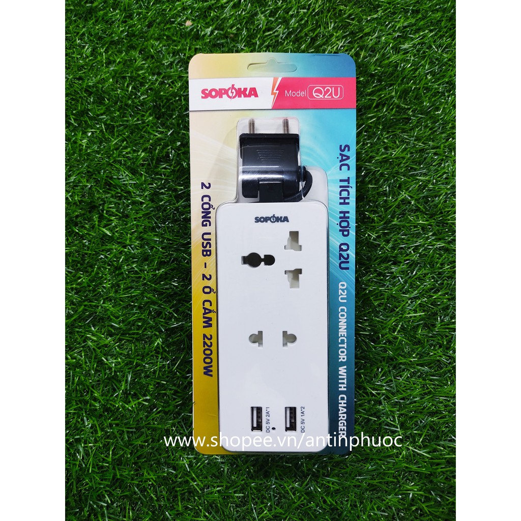 Ổ cắm điện thông minh tích hợp cổng USB tiện lợi SOPOKA Q2U - Ổ cắm điện có sẵn sạc điện thoại