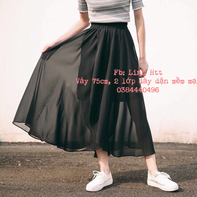 Chân váy TOUSHI voan dài trơn BASIC phong cách Hàn Quốc TAOBAO