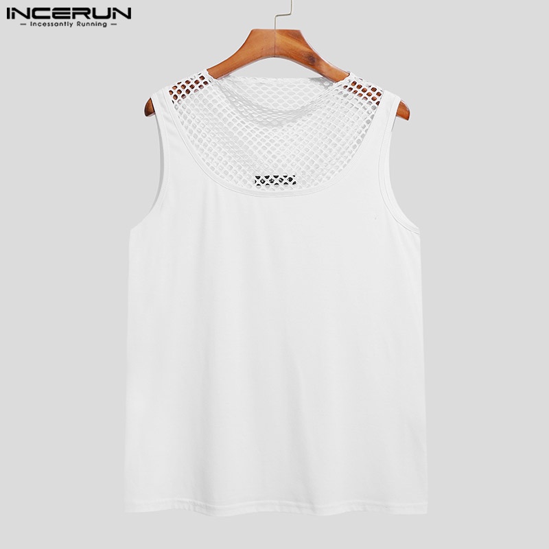 Áo tanktop INCERUN dáng rộng phối lưới thời trang mùa hè cho nam