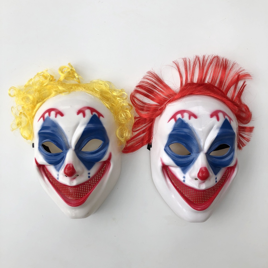 Mặt nạ chú hề ma quái hóa trang Halloween cho người lớn hai màu xanh đỏ
