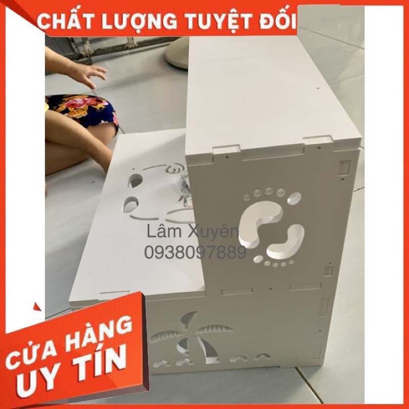 Kệ gác chân♦️GIÁ RẺ♦️có hộc đựng máy hơ gel, nhỏ gọn dễ lắp ráp, họa tiết sang trọng để vừa máy hơ gel loại 2 bàn tay