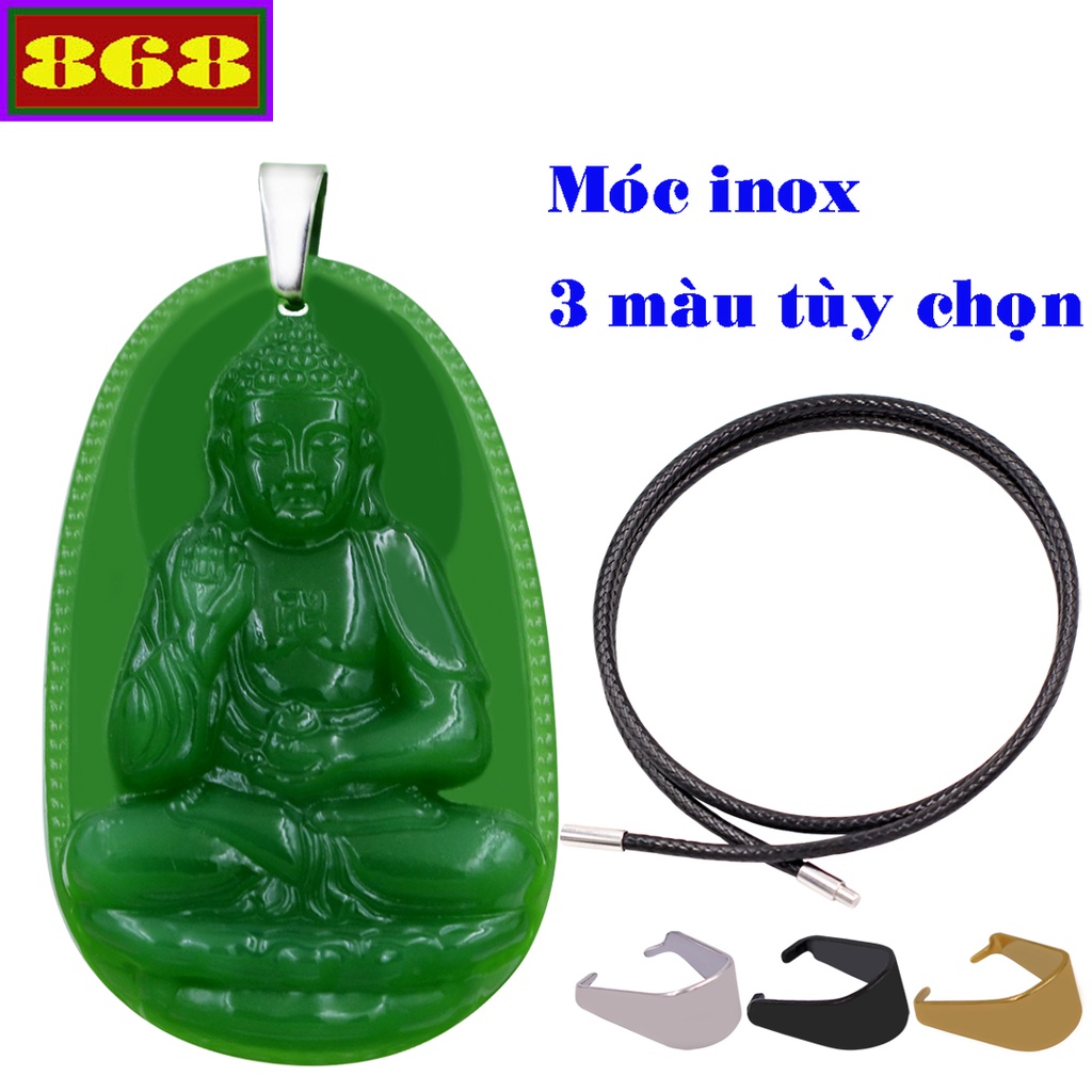 Vòng cổ mặt Phật hộ mệnh tuổi Tuất, Hợi - Dây cao su A di đà xanh DCSXTAXLBV1 - Size phù hợp cho nam và nữ