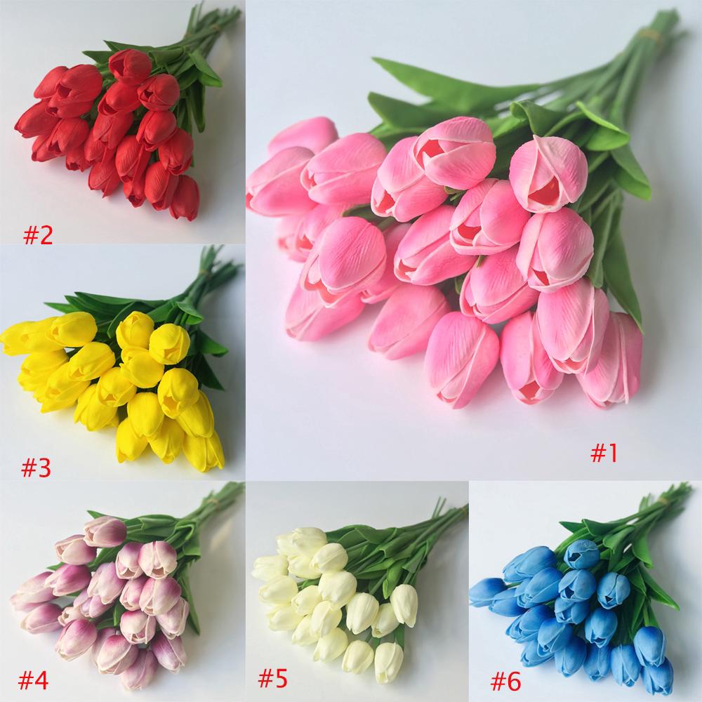 10 cành hoa tulip giả dùng trang trí không kèm bình
