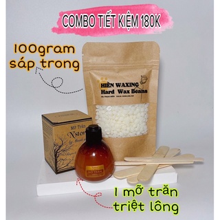 Combo waxing tiết kiệm 100gr sáp premier cao cấp & 1 lọ mỡ trăn nguyên chất n'store