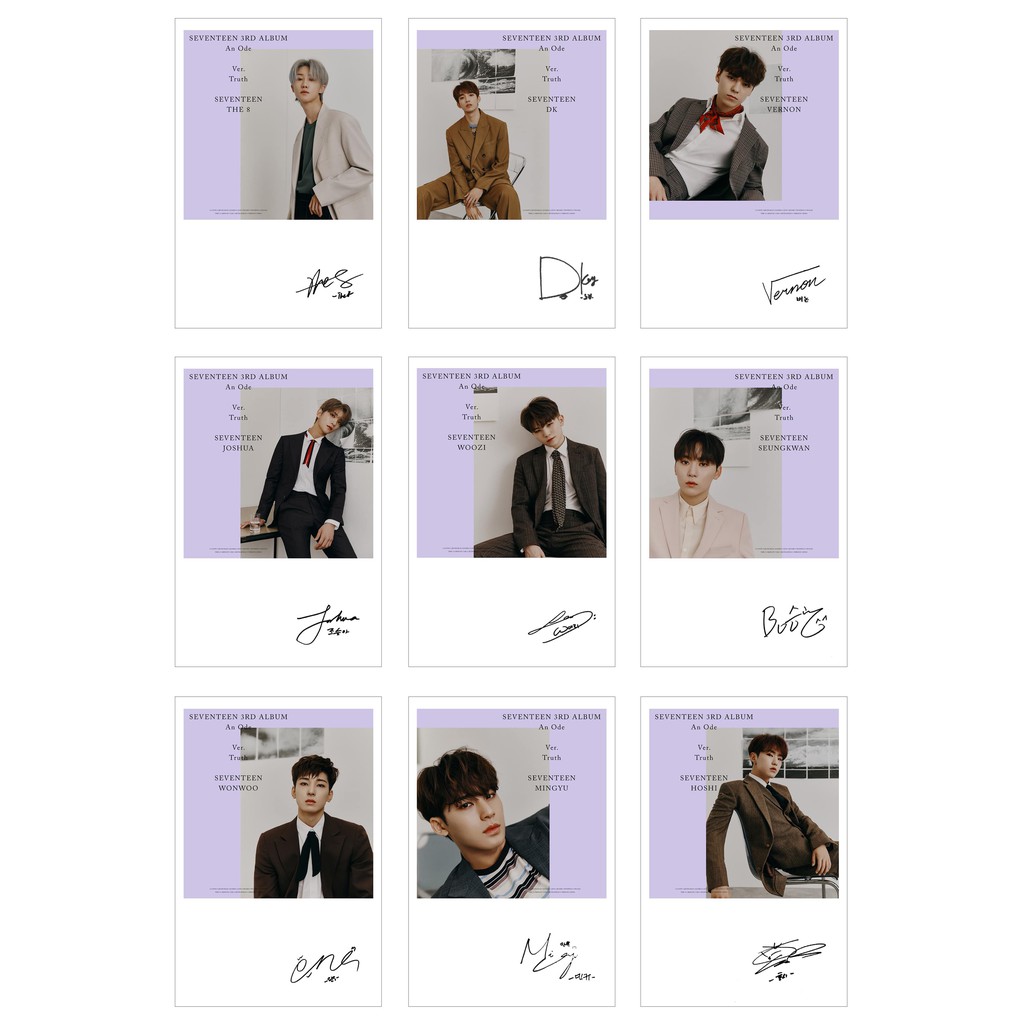 Lomo Card Ảnh SEVENTEEN - AN ODE FULL 4 VER ( 54 ảnh có chữ ký)