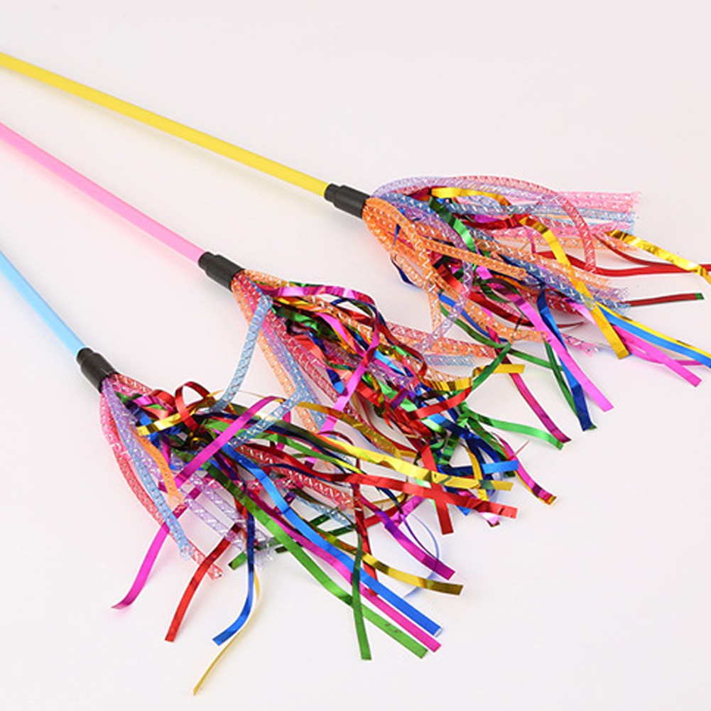 Đồ Chơi Que Gắn Dây Ruy Băng Nhiều Màu Cho Thú Cưng