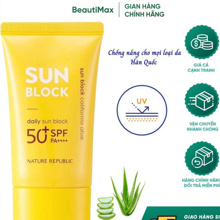 Kem chống nắng Nature Republic California Aloe Daily Sun Block SPF50+PA+++ 57ml