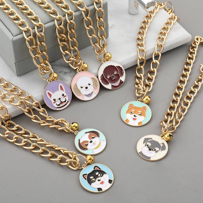 Vòng Cổ Gắn Chuông Nhỏ Bằng Hợp Kim Nhôm Mạ Vàng Không Phai Phong Cách Nhật Bản Dễ Thương Dành Cho Chó Mèo