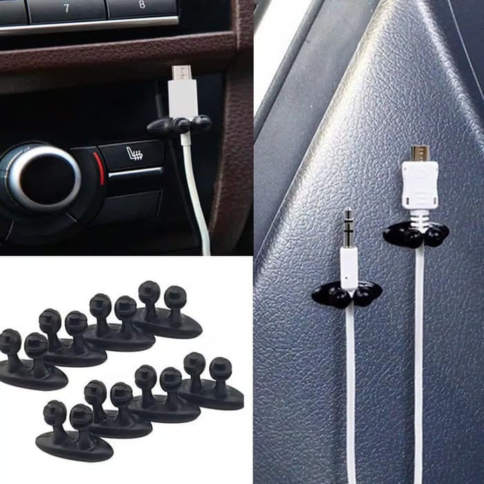 Set 10 Kẹp Giữ Dây Cáp Sạc / Tai Nghe Điện Thoại HP Gắn Bảng Điều Khiển Xe Hơi