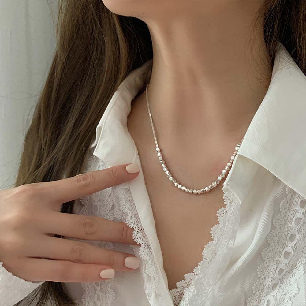 AROMA Vòng cổ Bạc Mặt Khối Lập Phương Phong Cách Cổ Điển Cho Nữ