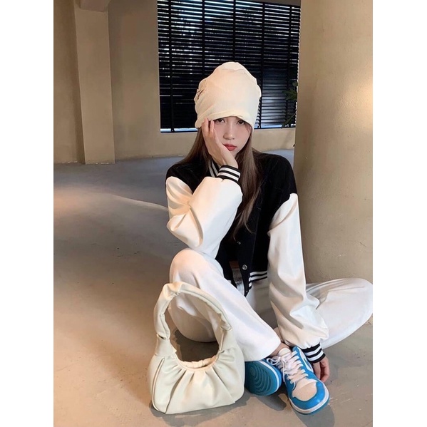 Áo Khoác  BomBer Croptop Chất Nỉ Tàu Siêu Đẹp Hàng Bao Shop Chuẩn Ảnh