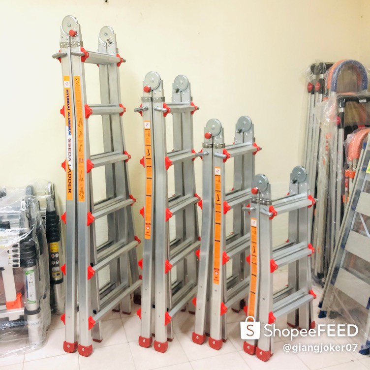 Thang gấp đa năng Hyundai Hàn Quốc LS-44 - BH 24 tháng - mở tối đa 4,5m. Thang rút lồng chữ A 2.15m