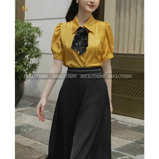 Áo lụa cổ nơ BB cộc tay HH Clothing