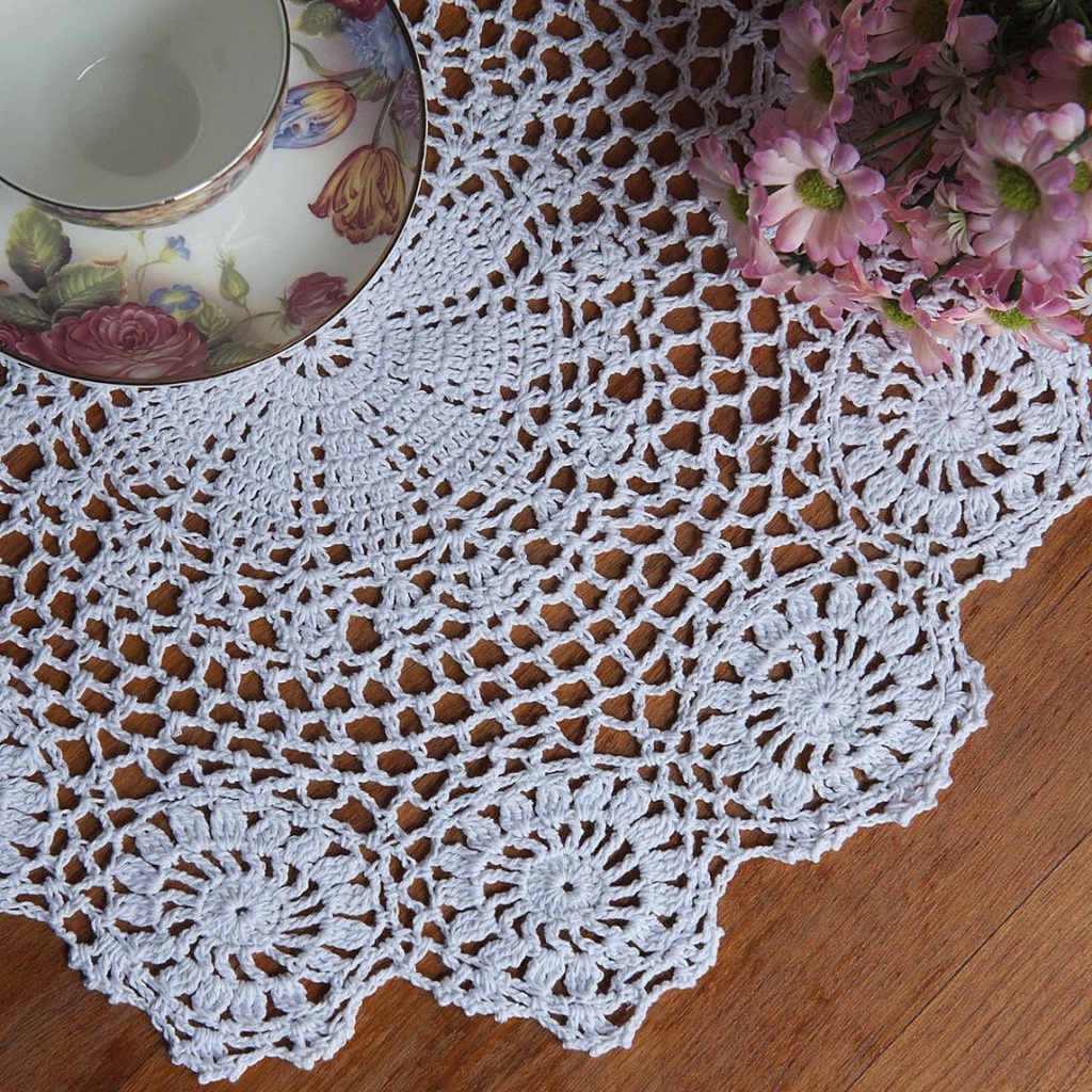 Đế Lót Ly Bằng Ren Hoa Cotton Hình Tròn 37Cm ☆Chiến Binh