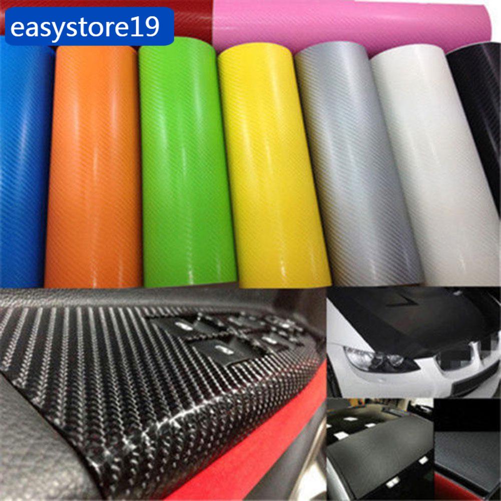 ES Màu tùy chọn 4 "x50" 10x127cm Kết cấu 3D CARBON Sợi bọc Vinyl Decal Xe hơi Tấm dán tự động