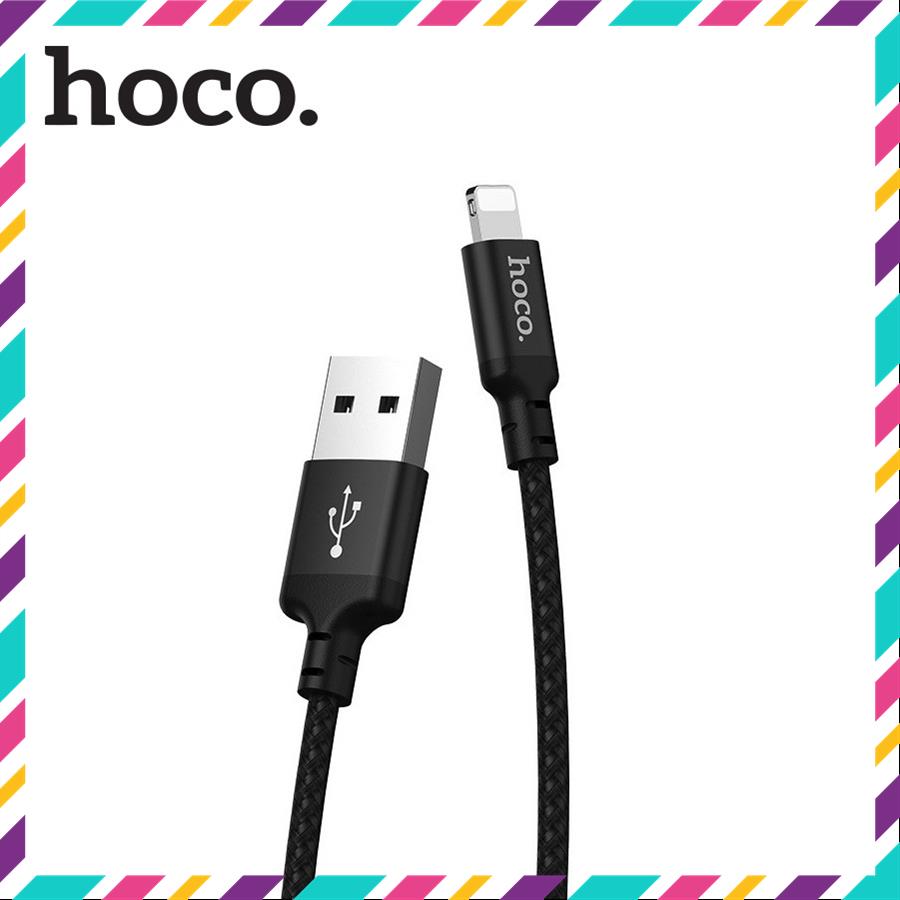 Cáp sạc Hoco X.14 Lightning đen 2M USB sạc nhanh 2.1A dành cho iPhone/iPad. dây bọc dù chống đứt, dài 2m MSP71099