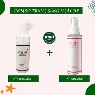[HÀN QUỐC] COMBO Sữa Rửa Mặt Trắng Da Ngừa Mụn và Xịt Khoáng Cấp Ẩm Khóa Lớp Trang Điểm K'shi Chính Hãng