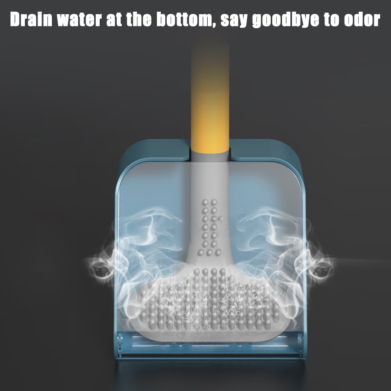 Bàn Chải Vệ Sinh Toilet Bằng Silicone Cán Dài Chống Rò Rỉ Tiện Dụng