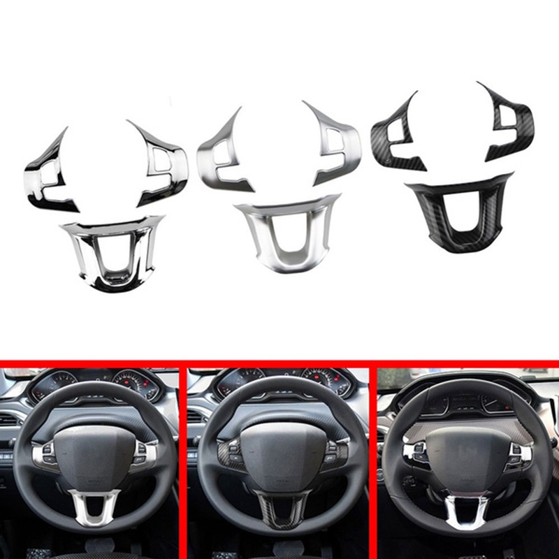 Bộ 3 Viền Trang Trí Vô Lăng Xe Hơi Peugeot 2008 208 308 2014-2018