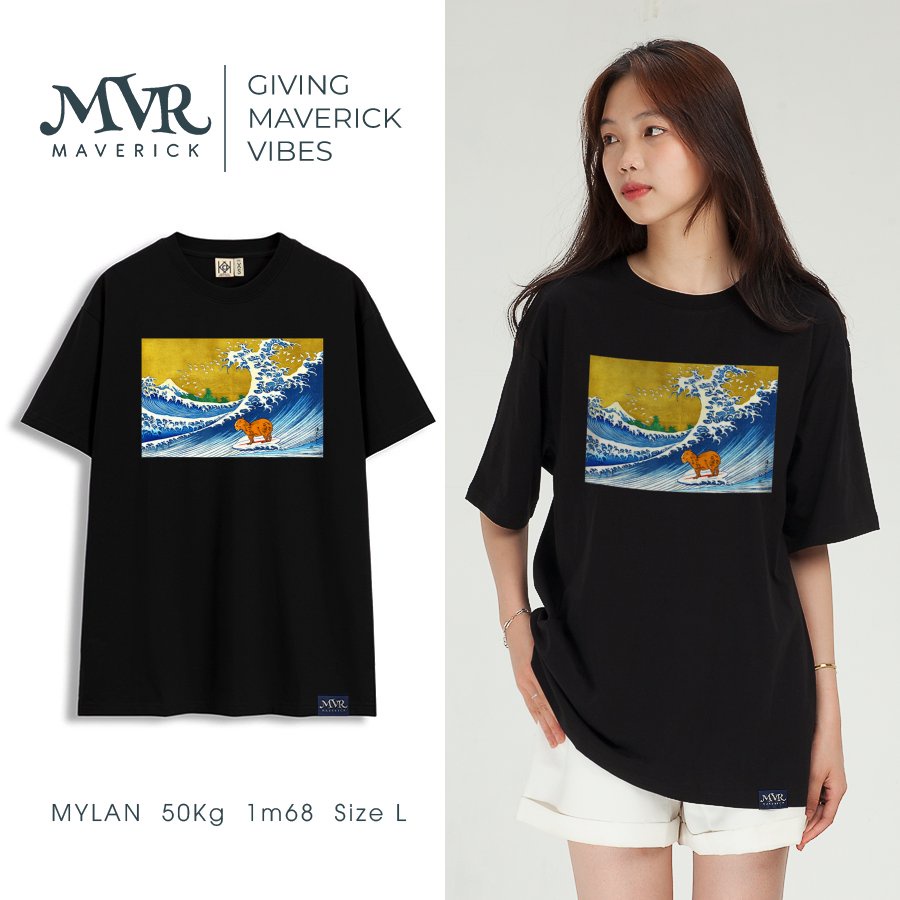 Áo thun nam nữ tay lỡ Cotton thoáng mát Chuột lang nước lướt sóng dễ thương MVR KK3936