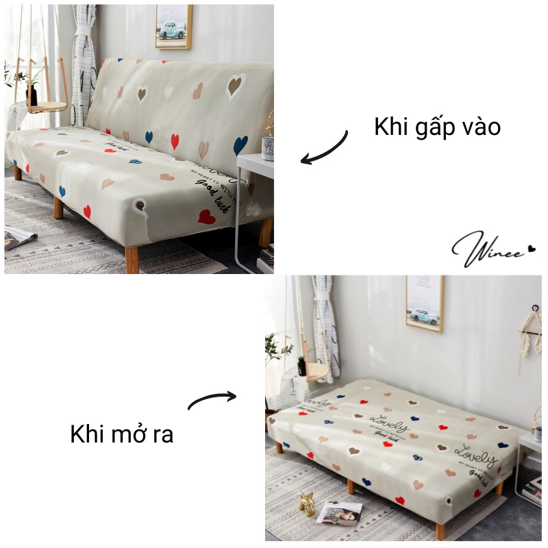 Vỏ bọc Sofa giường 160-190cm vải thun sữa mềm mại co giãn