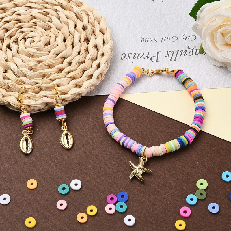 Hộp Hạt Đất Sét Dẹp In Chữ Nhiều Màu Sắc Dùng Làm Trang Sức DIY